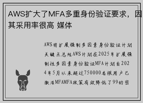 AWS扩大了MFA多重身份验证要求，因其采用率很高 媒体